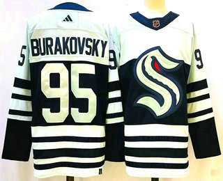 Mens Seattle Kraken #95 Andre Burakovsky Blue 2022 Reverse Retro Stitched Jersey